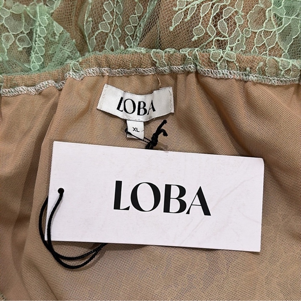 LOBA  Lace One-Shoulder Mini Dress in Green. Revolve - Picture 3 of 3